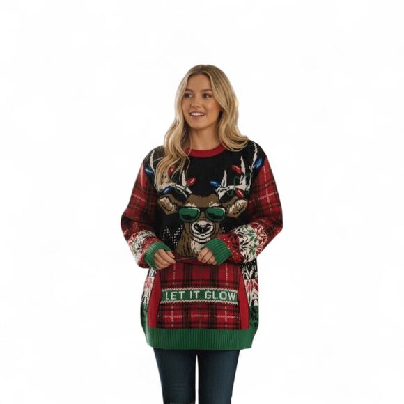 Ugly Holiday Sweater Festive & Funny Unisex Knit Reindeer Sweater size XL - Picture 12 of 13